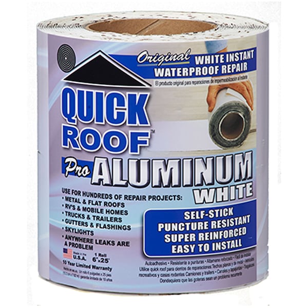 Cofair Products WQR625 Quick Roof Pro Aluminum Surface Tape White - 6" x 25' WQR625 - main